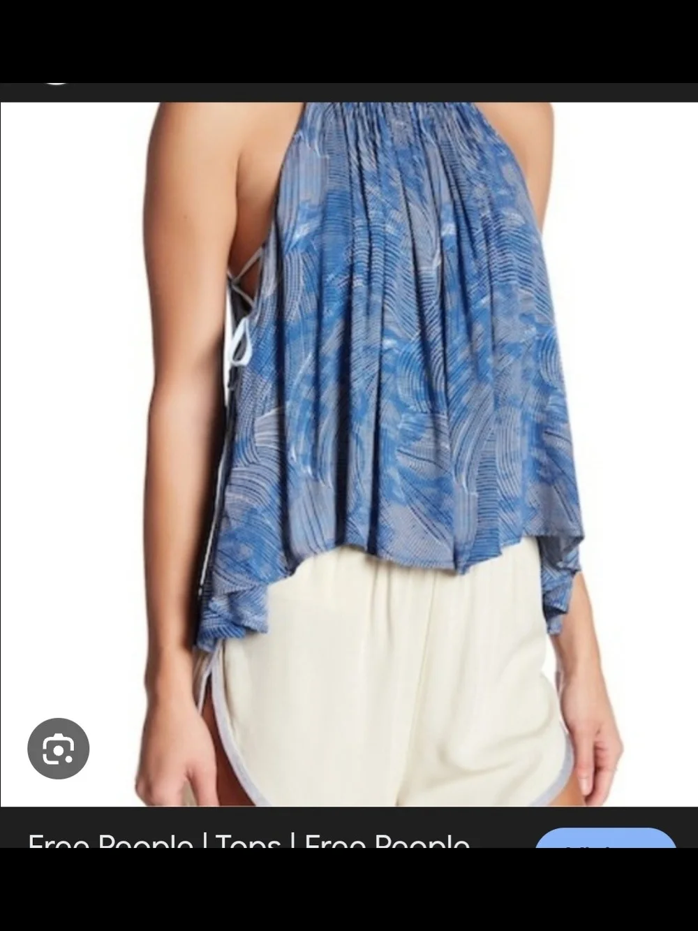 Free People Season In The Sun Blue Halter Tie-Side Sleeveless Top